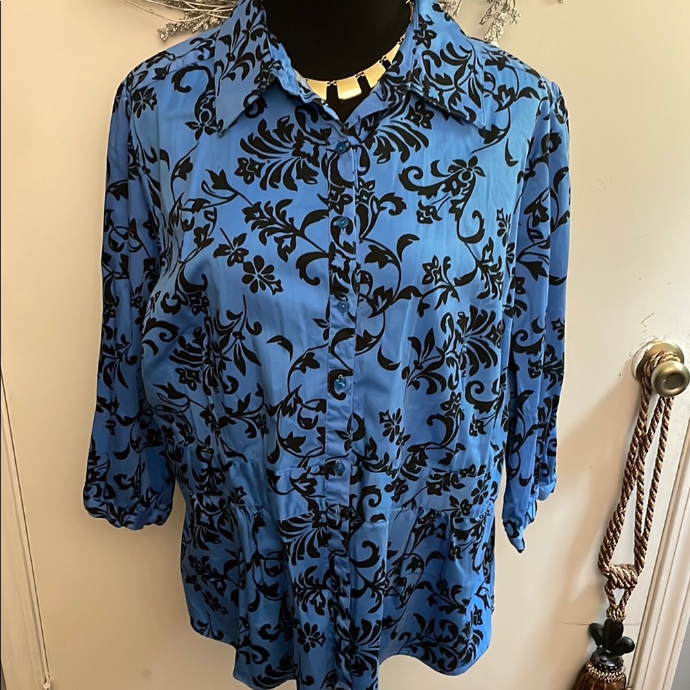 Blue Floral Women's Top
